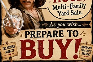 ⚔️ HELLO. THERE'S A HUGE MULTI-FAMILY YARD SALE. PREPARE TO BUY! ⚔️