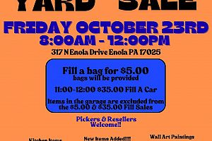 Yard Sale Enola PA Friday 10/23 From 8:00-12:00 Pickers & Resellers Welcome