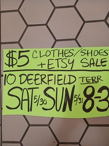 Yard sale clothes shoes household goods
