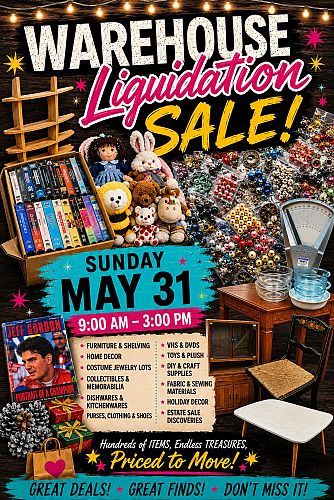 Warehouse Liquidation Sale with $10.00 Fill a Bag Section cover
