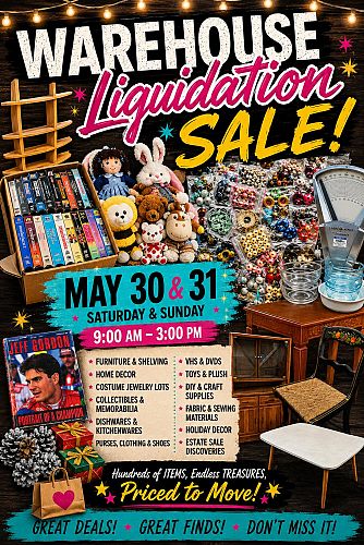 Warehouse Liquidation Sale with $10.00 Fill a Bag Section