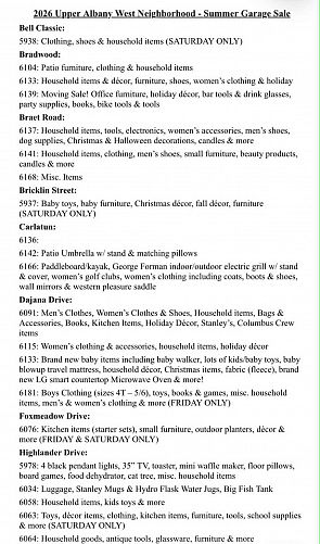 Upper Albany West Community Garage Sale Weekend - FRIDAY 6/5 through SUNDAY 6/7 photo