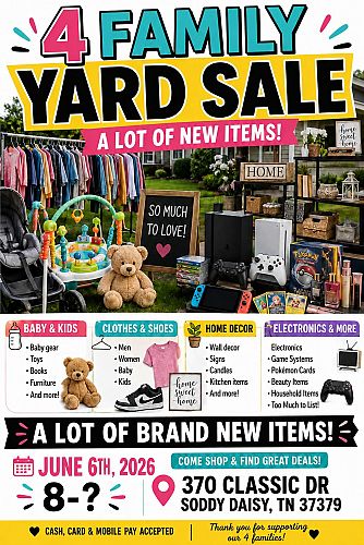 HUGE 4 FAMILY YARD SALE SATURDAY 6/6/26 8-1 photo