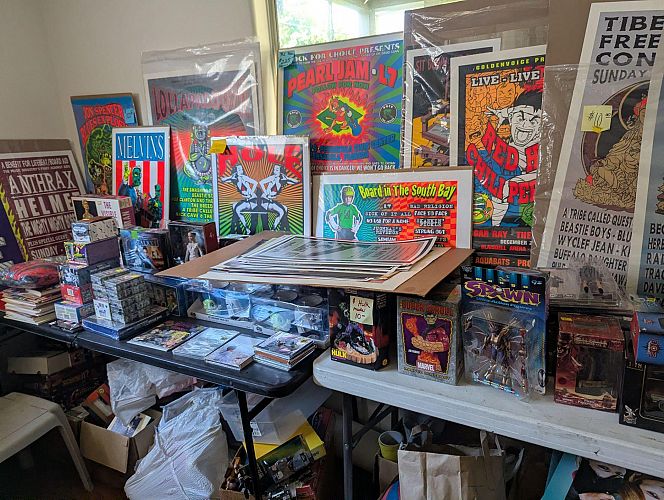 BIG COLLECTIBLE SALE! LPs, Comics, Action Figures, LPs, Posters, T-Shirts, Fun cover